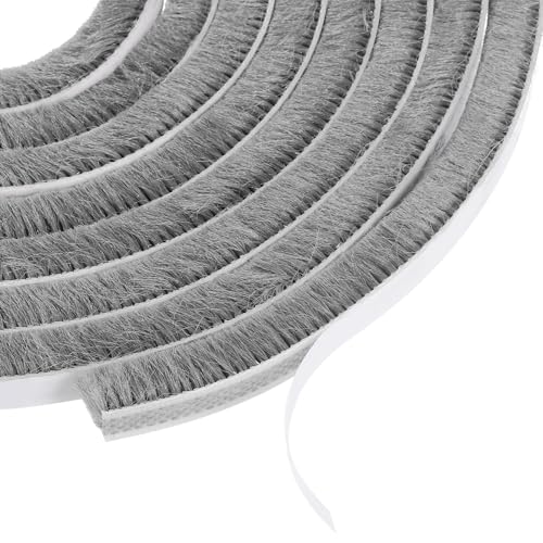 PATIKIL Pile Weather Stripping, Self Adhesive Weatherstripping Brush Fuzzy Door Weather Seal Strip Insulation for Window Door Frame, Gray (66ft Lx3/8 Wx3/8 H) - color: Gray, size: 66ft x 3/8" x 3/8"