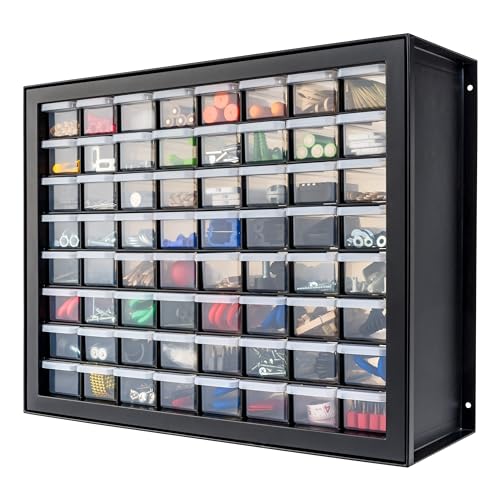 IRIS USA Small Parts Storage Cabinet, Made in USA, 64-Drawer Organizer for Hardware, Screws, Nuts & Bolts, Electronics, Beads, Craft Supplies, Building Bricks, Teacher Toolbox Storage – Black - color: Black, size: 64 Drawer