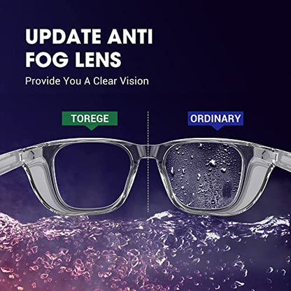 TOREGE Safety Glasses For Men,Clear Anti-Fog Anti-Blue Light Safety Goggles Scratch Resistant For Women Nurse - color: Transparent White&white