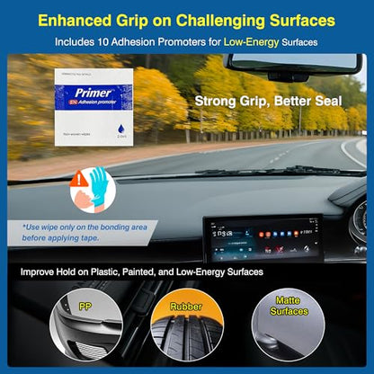 Tapsi Double Sided Tape Heavy Duty, Automotive-Grade Foam Mounting Tape 0.4in x 36ft with Adhesion Promoters for Plastic, Car Trim & LED Strip Lights - size: 0.4" x 36 ft