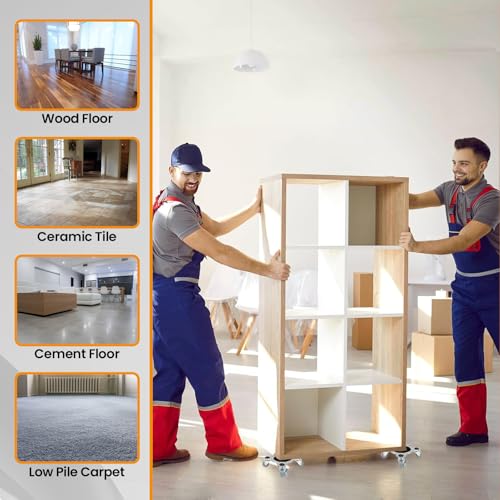 Furniture Dolly, Carbon Steel Panel Furniture Movers with 5 Wheels, Locking 360° Swivel Rubber Casters, Furniture Lifter, Heavy Duty Furniture Sliders, Dolly Kit for Moving Furniture, 3300LBS - color: Gray Wheel