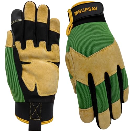 Multi-Purpose Work Gloves Men,Utility Yard Working Safety Glove with Touch Screen,Green+Yellow,X-Large - color: Green+yellow, size: X-Large