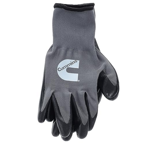 Cummins Gray Nitrile Dipped Palm Gloves CMN35153 - Nonslip Coated Work Gloves Gardening PPE All-Purpose Grip Hi Flex - Large