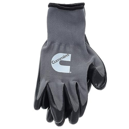 Cummins Gray Nitrile Dipped Palm Gloves CMN35153 - Nonslip Coated Work Gloves Gardening PPE All-Purpose Grip Hi Flex - Large