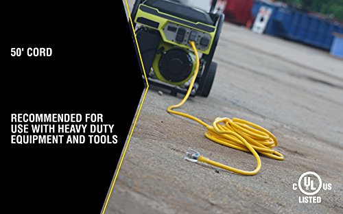 Southwire Yellow Jacket Extra Heavy Duty Extension Cord - Power Cable for Outdoor Tools & Equipment - 10 Gauge SJTW with Lighted End & Molded Plug - 50 Foot
