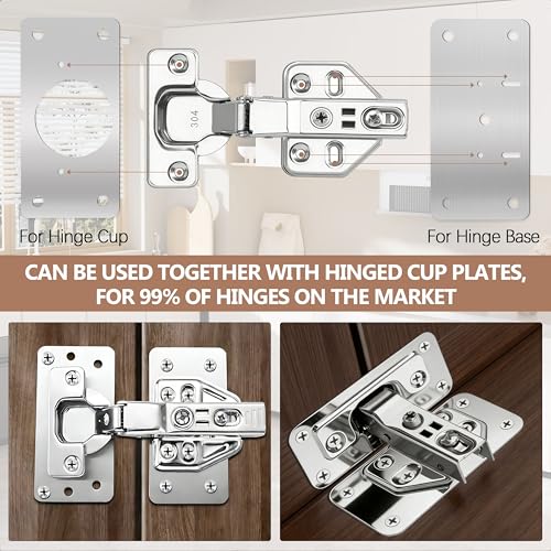 Cabinet Hinge Repair Kit,Cabinet Hinge Repair Board Replacement Kit-Hinge Fixing Plates for Kitchen, Cupboard, Locker, Cabinet Doors with Screws 10-Pcs