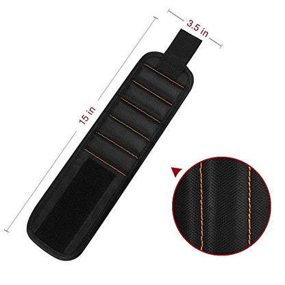 GOOACC GRC-61 1 Pack Wristband with 15 Strong Magnets Screws Nails Drill Bits Holding Best Unique Tool Gift for DIY Handyman Father Dad Husband Boyfriend Men Women,2 Years Warranty - color: Black 1 Pack