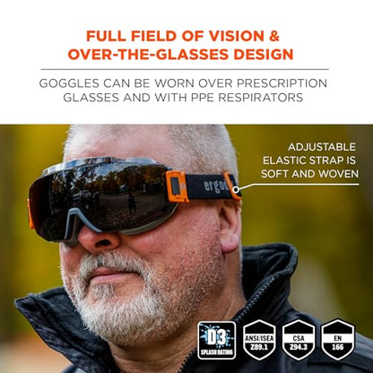 Ergodyne Skullerz Modi Protective OTG Safety Goggle, Indirect Venting, Anti Fog, Scratch Resistant - color: Smoke Lens