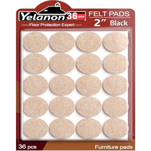 Yelanon Felt Furniture Pads for Hardwood Floors -36 Pcs 2" Premium Floor Protectors for Furniture, Felt Pads for Chair Legs, Beige - size: 36 pcs 2" Round Beige