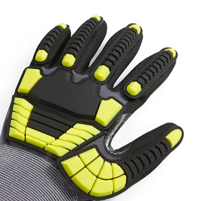Amazon Basics Safety Work Gloves, Cut Level A1, Abrasion ANSI Level A4, Impact-Resistant, Touch Screen Friendly, 15G Sandy Nitrile Palm, Yellow, Size XXXS, Pack of 120 Pairs - size: 3X-Small