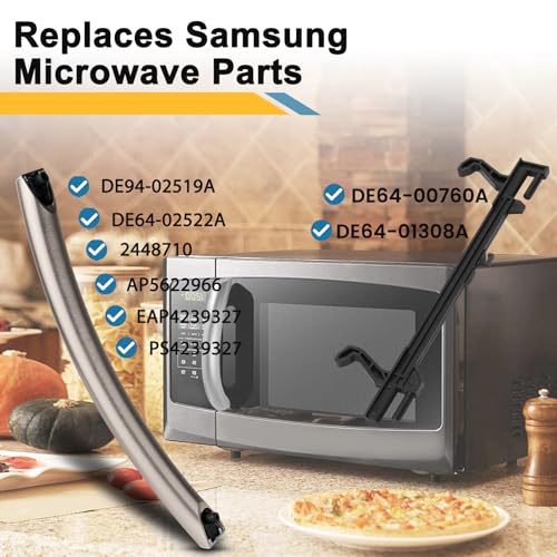 DE94-02933A Microwave Door Handle & DE64-00760A Door Latch Key - Kit for Samsung MC/ME/SMH Series Microwaves | Metal Material, Light Rose Gold Round Microwave Handle Replacement
