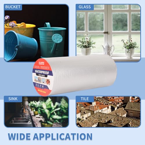 12" W X 32.8'L Waterproof Tape for Leaks Aluminum Butyl Tape with Adhesive for RV Repair, Glass Repairs, Air Mattress Patch, Window Caulking, Boat Sealing, Roof Patching - size: 12in x 32.8ft