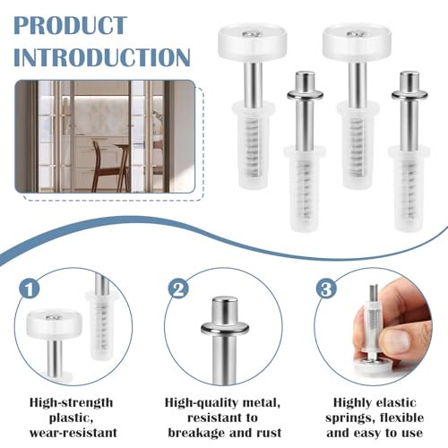 4 Pcs Spring Loaded Bi-Fold Door Hardware Kit - Top Roller Guide Wheel and Pivot for Folding Closet Doors, Bifold Repair Kit