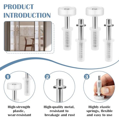 4 Pcs Spring Loaded Bi-Fold Door Hardware Kit - Top Roller Guide Wheel and Pivot for Folding Closet Doors, Bifold Repair Kit
