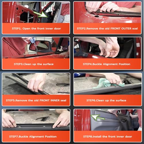 4PCS Window Moulding Trim Weatherstrip Kit, Inner & Outer Window Seal Belt Compatible with 1987-1996 Ford F150 F250 F350 Bronco & 1997 F150 Old Body Style (OBS), Replace E7TZ1521452A