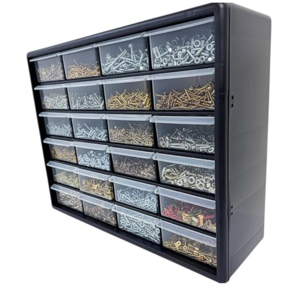 Homak 24-Drawer Parts Organizer, Black, HA01024152 - size: 24-Drawer
