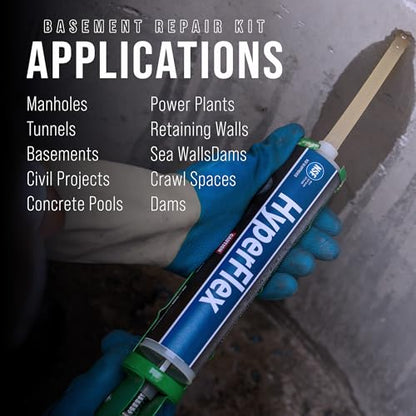 Fernco 10 ft Basement and Foundation Wall Crack Repair Kit Leak Stop and Radon Gas Protection Pro Kit