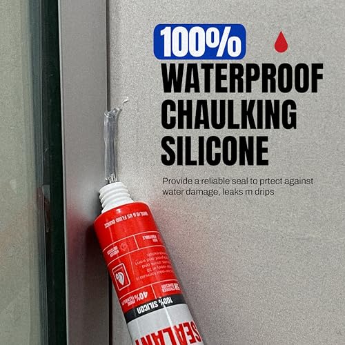 GH1200 18 ML x 8 PCs Silicone Caulk Clear Silicone Sealant Waterproof, Kitchen & Bathroom Caulk - Shrink & Crack Proof - Pocket-Friendly Small Size Indoor & Outdoor Use Silicone Glue - Strong Caulking - style: 18ML x 8PCs Clear Sealant