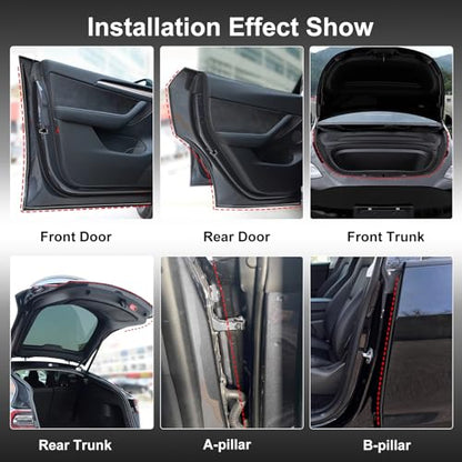 Car Weather Stripping for Tesla Model Y Car Door Rubber Seal Strip Self Adhesive Auto Soundproofing Weatherstrip for Front/Rear Trunk A-Pillar B-Pillar Front/Rear Door - style: For Tesla Model Y