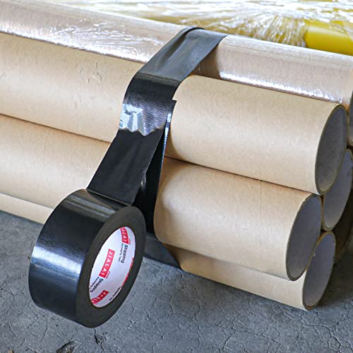 JIALAI HOME Black Duct Tape Heavy Duty - 30 Yards x 2 Inch 12 Roll Multi Pack - Strong, Flexible, Waterproof and Tear by Hand - for Indoor & Outdoor Repairs, Industrial, Professional Use - color: Black