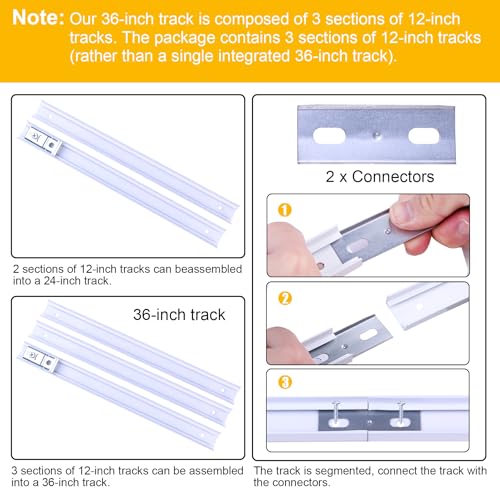 Bifold Door Hardware Kit with Track – Closet Door Repair Kit Fits 24"/36" Doors, Full Metal Track Set for Closet Doors