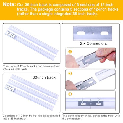 Bifold Door Hardware Kit with Track – Closet Door Repair Kit Fits 24"/36" Doors, Full Metal Track Set for Closet Doors