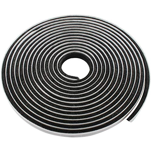 Tambee Self-Adhesive Soundproofing Weather Stripping for Doors and Windows, Brush Weather Strip Door Seal Pile Insulation, 3/8in x 1/5in x 16.5ft, Black - color: Black, size: 3/8in*1/5in*16.5ft