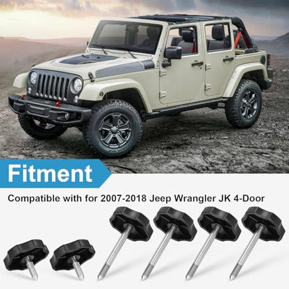 Soft Top Window Frame Door Surround Knobs Kit Compatible with for 2007-2018 Jeep Wrangler JK 4-Door Soft Top Door Frame Knob Screws (2 Short + 4 Long) - size: Long 4 PCS+Short 2 PCS
