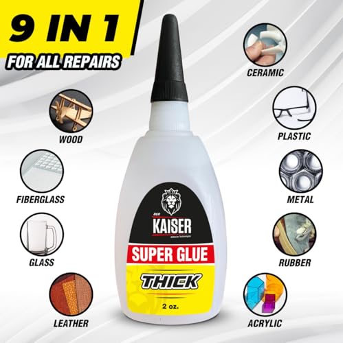 Thick Cyanoacrylate (CA) Super Glue – 4 Pack (4 x 2 oz Bottles) – Gap-Filling Adhesive for Wood, Marble, Stone, and Heavy-Duty Applications - size: 8 oz
