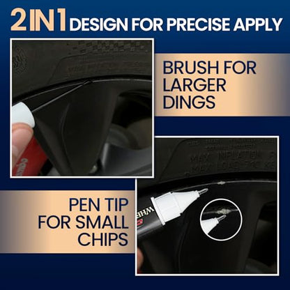 Matte Black Rim Touch Up Paint, Flat Black Wheel Paint Pen for Curb Rash & Scratch, Car Wheel Scratch Repair Kit for Alloy, Metal, Enamel, Universal Satin Black Automotive Touch Up Paint Pen (1 fl oz) - color: Matte Black