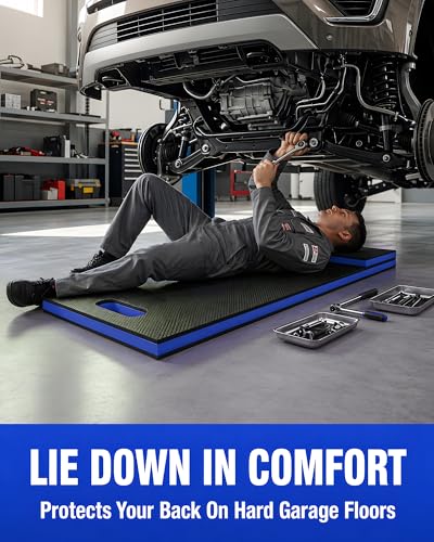 Foldable EVA Utility Mat with Handle, Heavy Duty Mechanic Mat for Kneeling, Workouts, Garages, Gardening, Camping, Picnics, Outdoor Adventures and Home Gyms, Blue - color: Blue