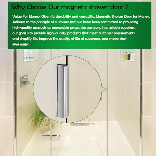Glass Shower Door Magnet Latch Replacement Kits with Shower Door Magnet and Metal Strike Plate for 1/8" 5/32" 3/16" & 1/4" Thick Swing Glass Shower Doors
