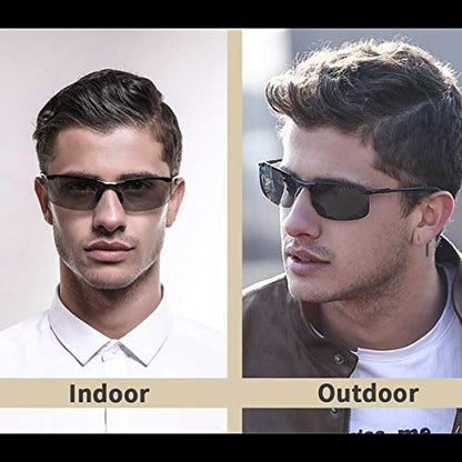 YIMI Men Photochromic Polarized Sports Sunglasses Cycling Fishing Driving Glasses UV Protection Eyeglasses Anti Glare Eyewear - color: 3043 Black