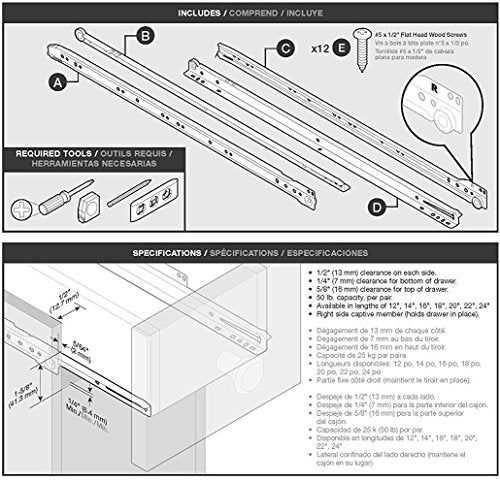 Cold Rolled Plate Bottom Mounted Drawer Slides - 10inches - size: 10in/25cm