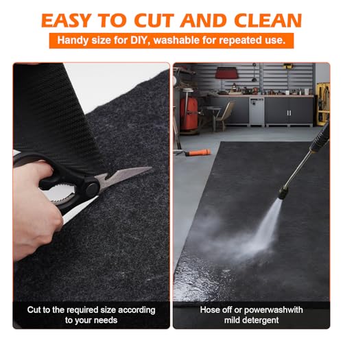 Grefinity Garage Floor Mat，8.2’x 22' Oil Spill Mat Heavy Duty Under Car Mat for Garage & Driveway, Protects Against Oil, Chemicals & Stains with TPE Anti-Leak Backing, Reusable & Washable - size: 8.2’x 22'