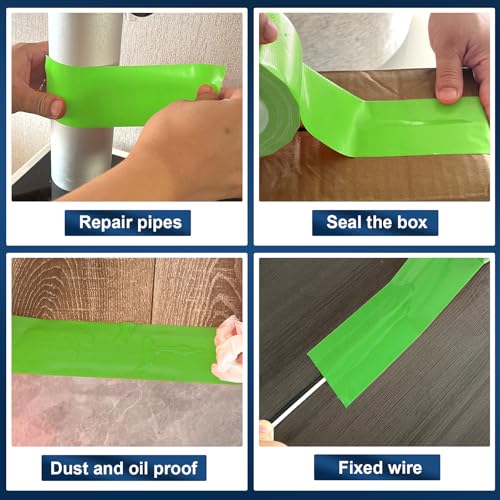 Green Duct Tape Heavy Duty, 1.88 Inch x 35 Yard Waterproof Strong Adhesive Duct Tape for Indoor Outdoor Repairs Tear by Hand, 1 Roll - color: Green