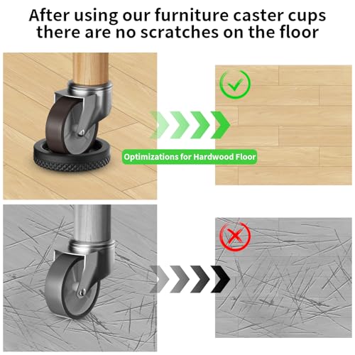 YSD Non Slip Furniture Caster Cups, 12PCS 63mm Anti-Sliding Furniture Pads Bed Couch Stopper Floor Protectors with Grip - Black Round Furniture Coasters - size: 63MM