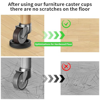 YSD Non Slip Furniture Caster Cups, 12PCS 63mm Anti-Sliding Furniture Pads Bed Couch Stopper Floor Protectors with Grip - Black Round Furniture Coasters - size: 63MM