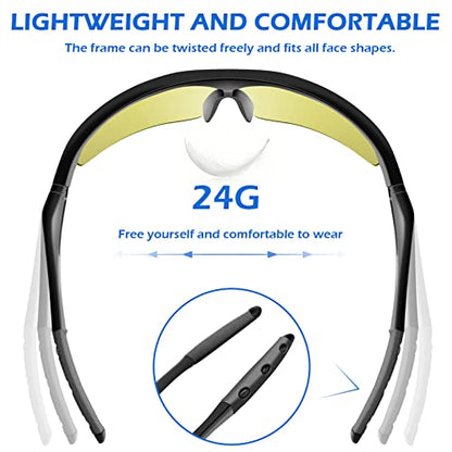 OXG 12 Pack Safety Glasses, ANSI Z87.1 Impact Resistant Anti-Scratch Safety Goggles for Men Women Youth - color: Yellow