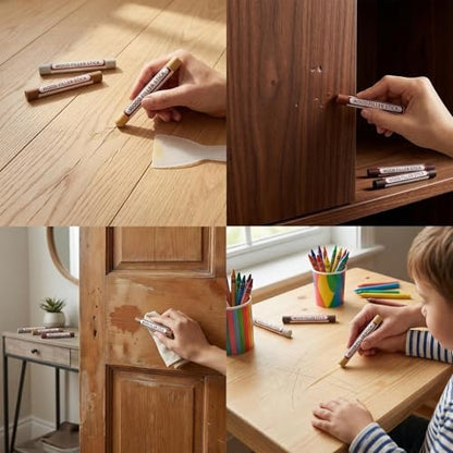 Wood Filler Sticks Repair Kit Wood Putty Scratch Repair - 8 Color Waterproof Sandable Paintable Wax Putty Stick for Furniture Floor Cabinet Touch Up White Hole Fix