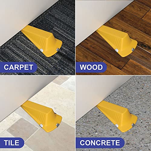 Master Caster Giant Foot Magnetic Doorstop, No-Slip Rubber Wedge, 3.5w X 6.75d X 2h, Yellow