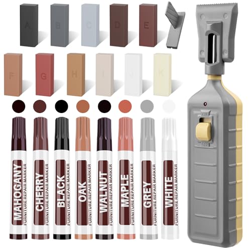 Hardwood Floor Repair Kit with Heat Pen, Laminate Vinyl Floor Repair Kit, 11 Colors Linoleum Floor Hard Wax Furniture Touch Up Marker Pen Scratches Repair Remover for Cracks,Holes,Door,Table,Cabinet - color: 11 Colors