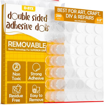 D-NYX Double Sided Tape Sticky Dot Removable Putty No Trace Clear Sticky Tack Waterproof Stickers for Festival Decoration Picture Hanging Museum Wax Gel, Earthquake Putty Hanging Strips Mounting Dots - style: 280 Sticky Dots