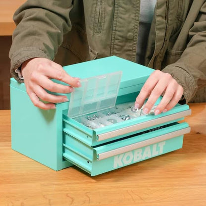 Mini 2-Drawer Steel Tool Box Teal Color - color: Teal, size: 2 Drawer