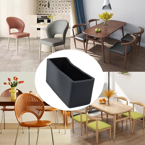 12PCS 0.8”X2” Rectangle Chair Leg Caps, Flexible PVC Furniture Foot Protectors, Non-Slip Table Feet Covers, Elastic Floor Protection for Chairs, Stools, Tables, Black - size: 0.8”X2”