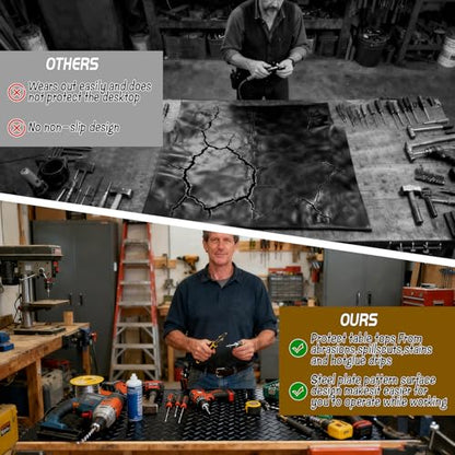 Work Bench Pad Mat, Top PVC Workbench Mat with Non-Slip Texture, 48" x 17" Scratch Stain Resistant Surface Protects Work Bench Tabletop Countertop for Woodworking Crafting Tool Protection