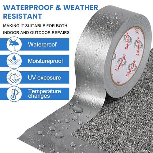 Silver Duct Tape Heavy Duty 2 Inch x 30 Yards, Waterproof Industrial Strength Adhesive Tape for Indoor Outdoor Repairs, Sealing, Tear by Hand & No Residue, 1 Roll - size: Silver, 1 Roll - 2In x 30Yd