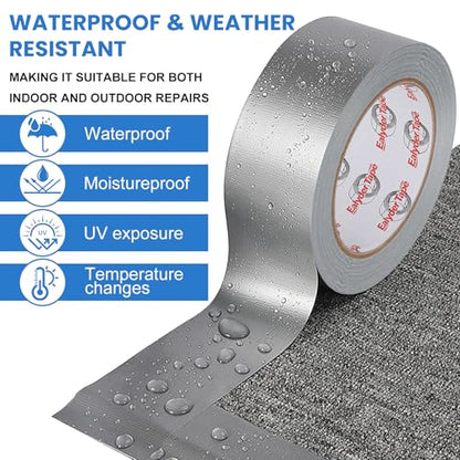 3-Pack Silver Duct Tape Heavy Duty 2 Inch x 30 Yards, Waterproof Industrial Strength Adhesive Tape for Indoor Outdoor Repairs, Sealing, Tear by Hand & No Residue - size: Silver, 3 Rolls - 2In x 30Yd