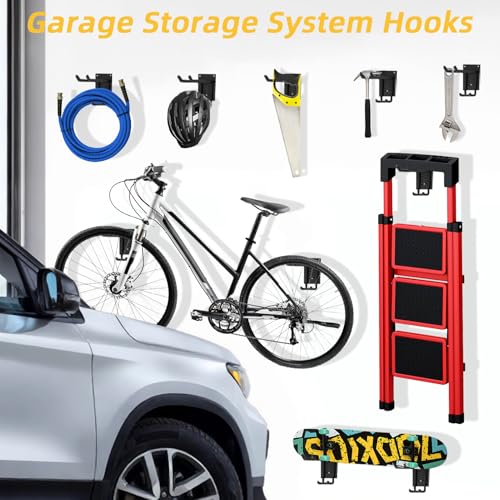 2 Pack Garage Hooks Heavy Duty Steel Garage Storage Hooks Two-Tire Wall Hooks for Organizing Tools Ladders Tires Bikes Garden