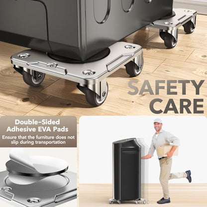 Furniture Movers with 5 Wheels 360° Rotatable Universal Wheels, Furniture Lifter for Easy Moving, Heavy Duty Dolly with Carbon Steel Panel and Lock Stable Long-Term Placement Max Load 1100LBS - size: 5×5 in P